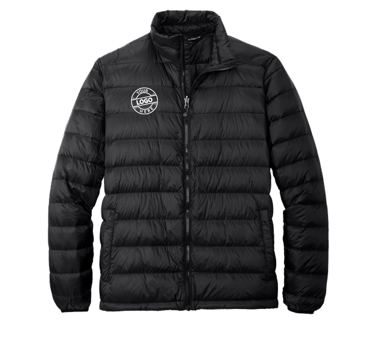 Down jacket with embroidered logo on the right chest