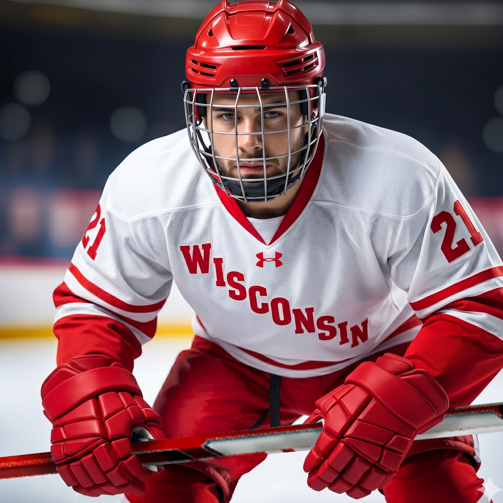 Image of a hockey player in a custom uniform