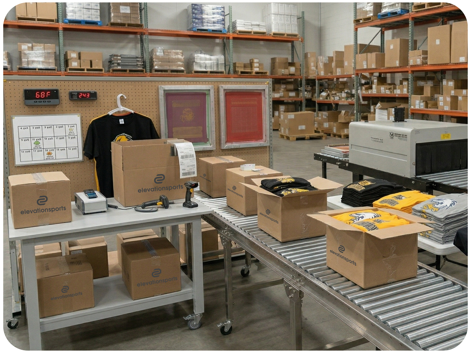 Custom team spiritwear store orders produced and shipped direct to customers within two weeks and no minimums