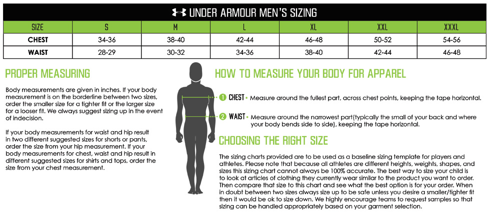 Under Armour Jacket Size Chart